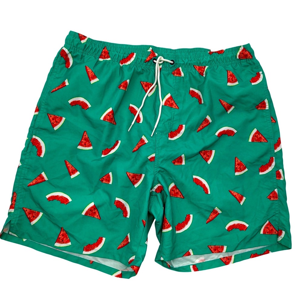 Old Navy Mens Watermelon Print Swim Trunks Green UPF 40 Board Shorts Large NWT